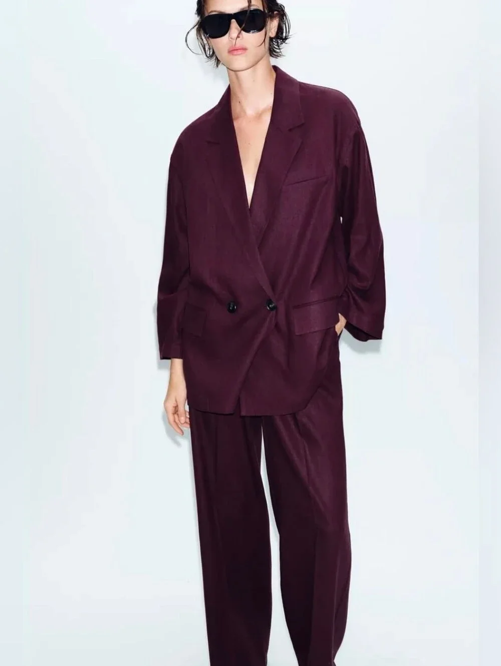 LINEN STRAIGHT LEG PANTS - ZARA XS